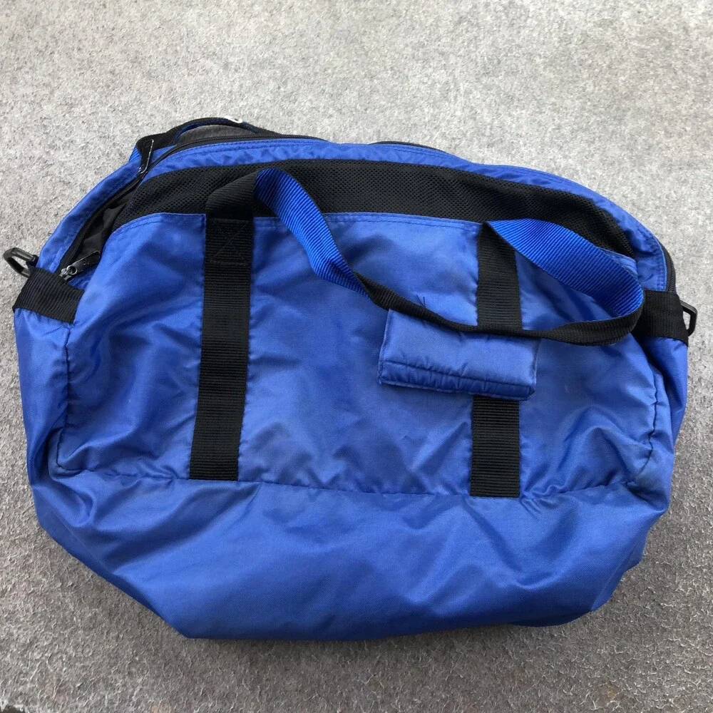 Vintage Nike Blue Duffel Bag Nylon Gym Travel Sports Carry On Bag Black Yellow